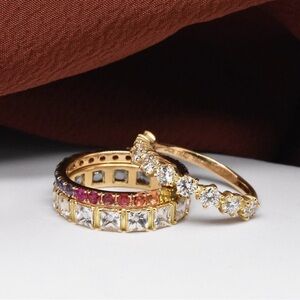 Eliza Page 18K Yellow Gold Eternity Rainbow Sapphire Ring | 6.5